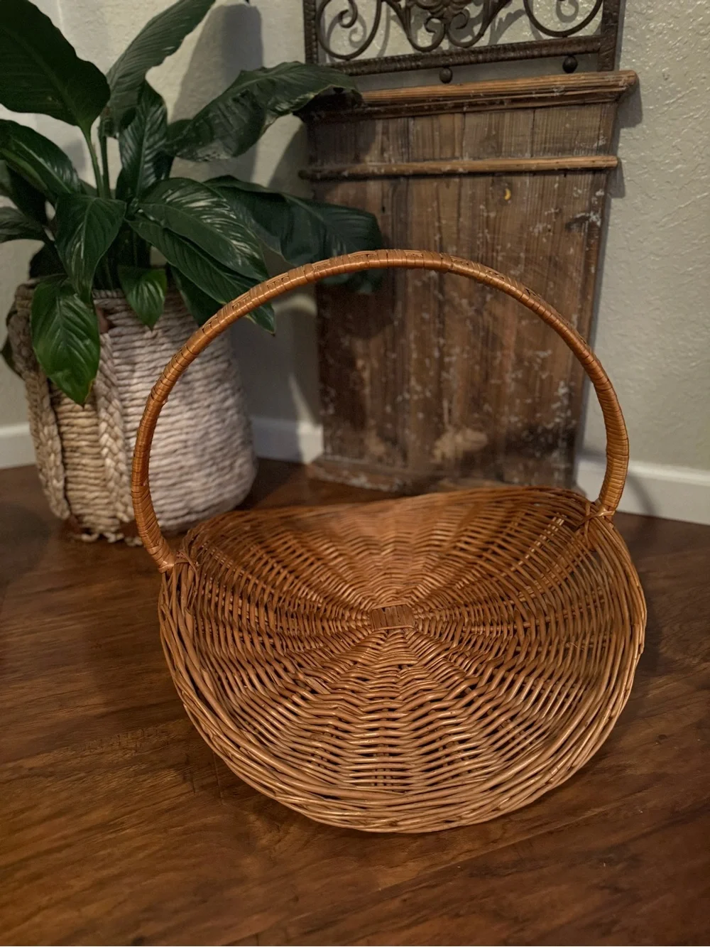 XL Vintage Wicker Flower Gathering Basket French Style 23”